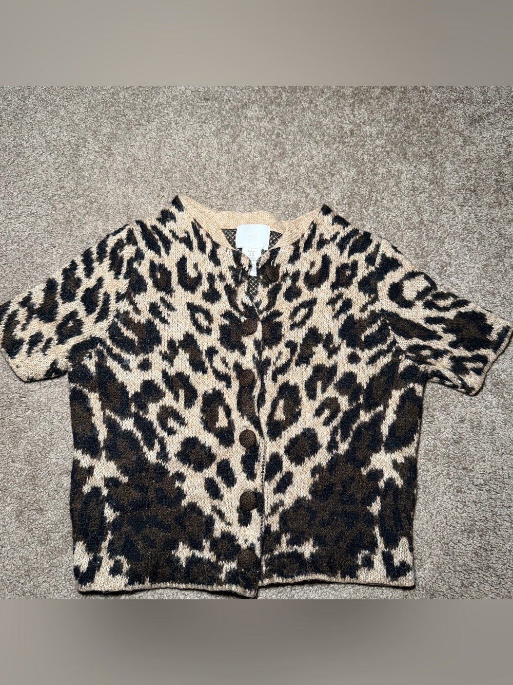 Leopard Print Short Sleeve Sweater